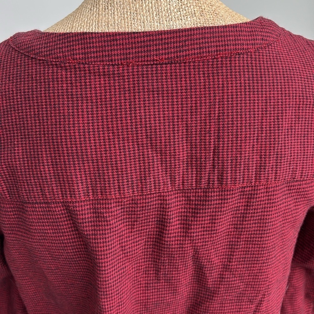 Gap Red Houndstooth Henley Dress Belted Button Up XS NEW! - Picture 9 of 10